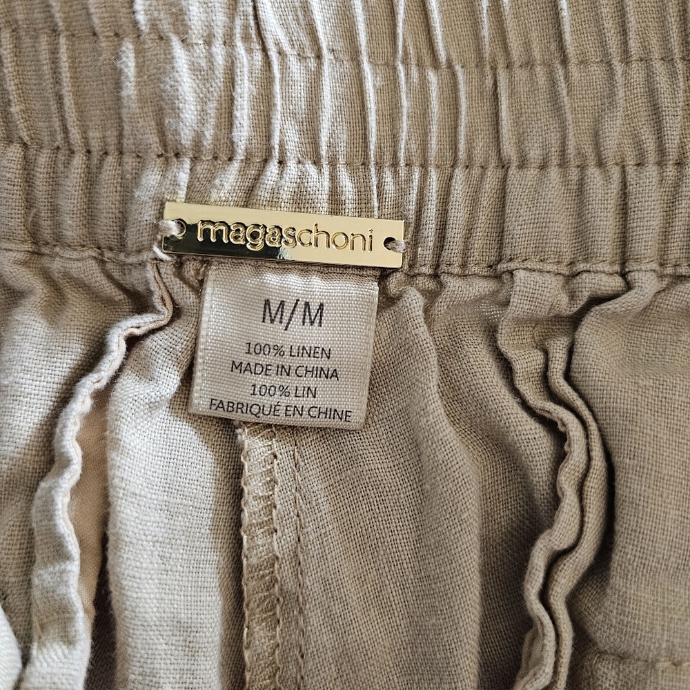Magaschoni Cream Wide-Leg Linen-Blend Chinos Size M - Picture 5 of 6